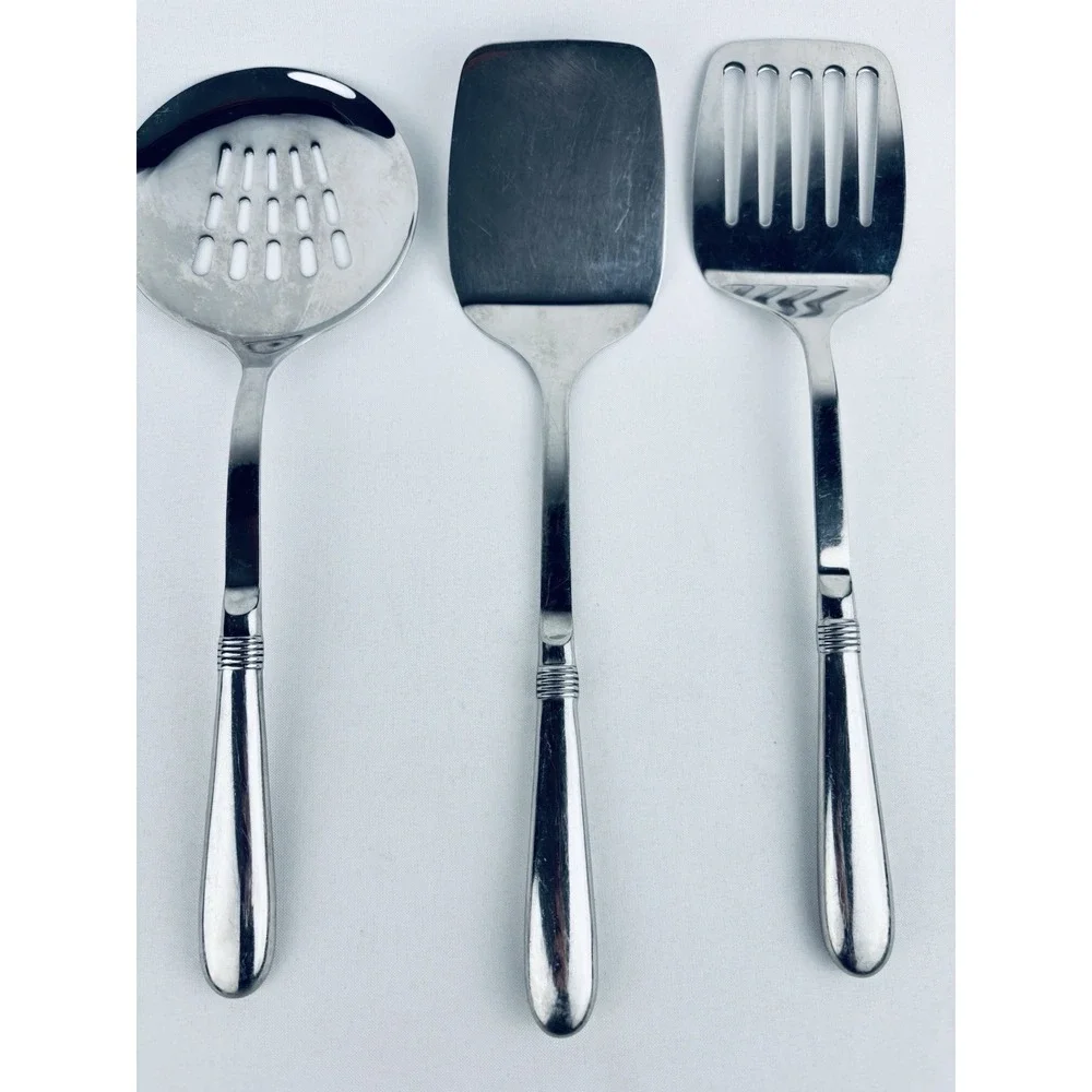 Oneida 18/8 Stainless Steel Paul Lot Of 3 Piece Serving Utensils Spatula Slotted